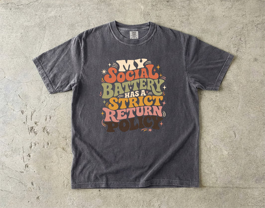 Introvert Social Battery Funny T-Shirt for Women -Comfort Colors T-shirt