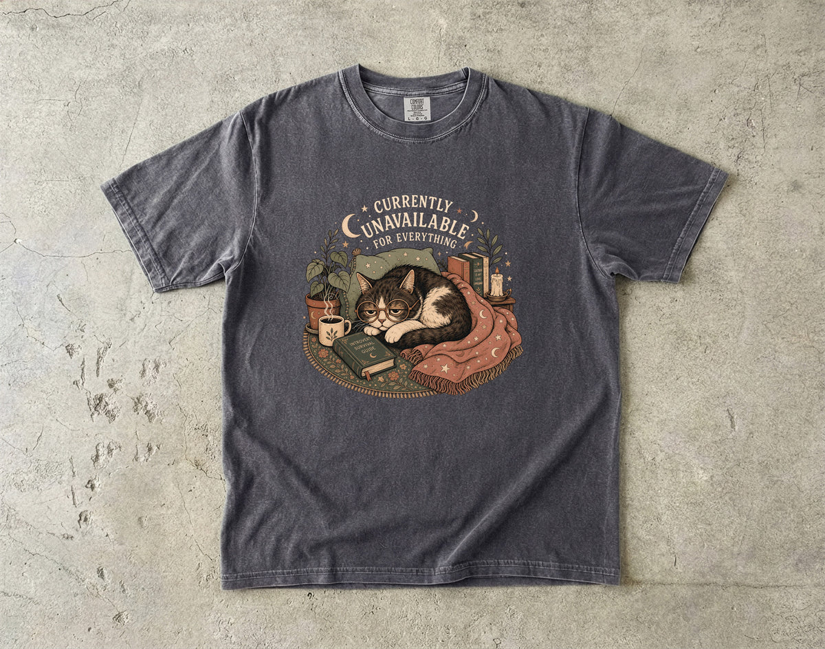 Introvert Recharge Funny Cat T-Shirt for Women -Comfort Colors T-shirt