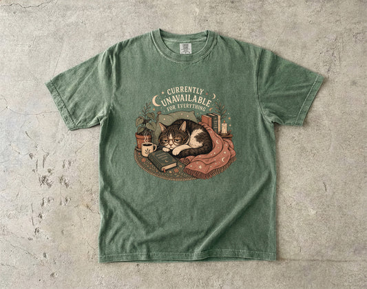 Introvert Recharge Funny Cat T-Shirt for Women -Comfort Colors T-shirt