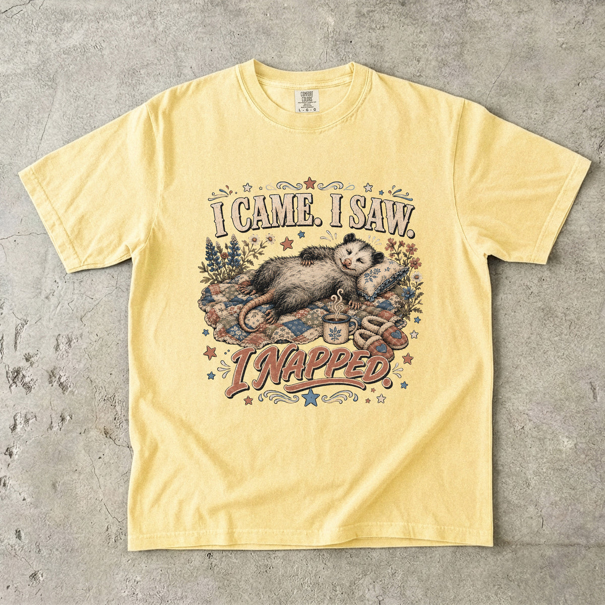 I Came I Saw I Napped T-Shirt | Funny Sleepy Animal Shirt-Comfort Colors T-shirt