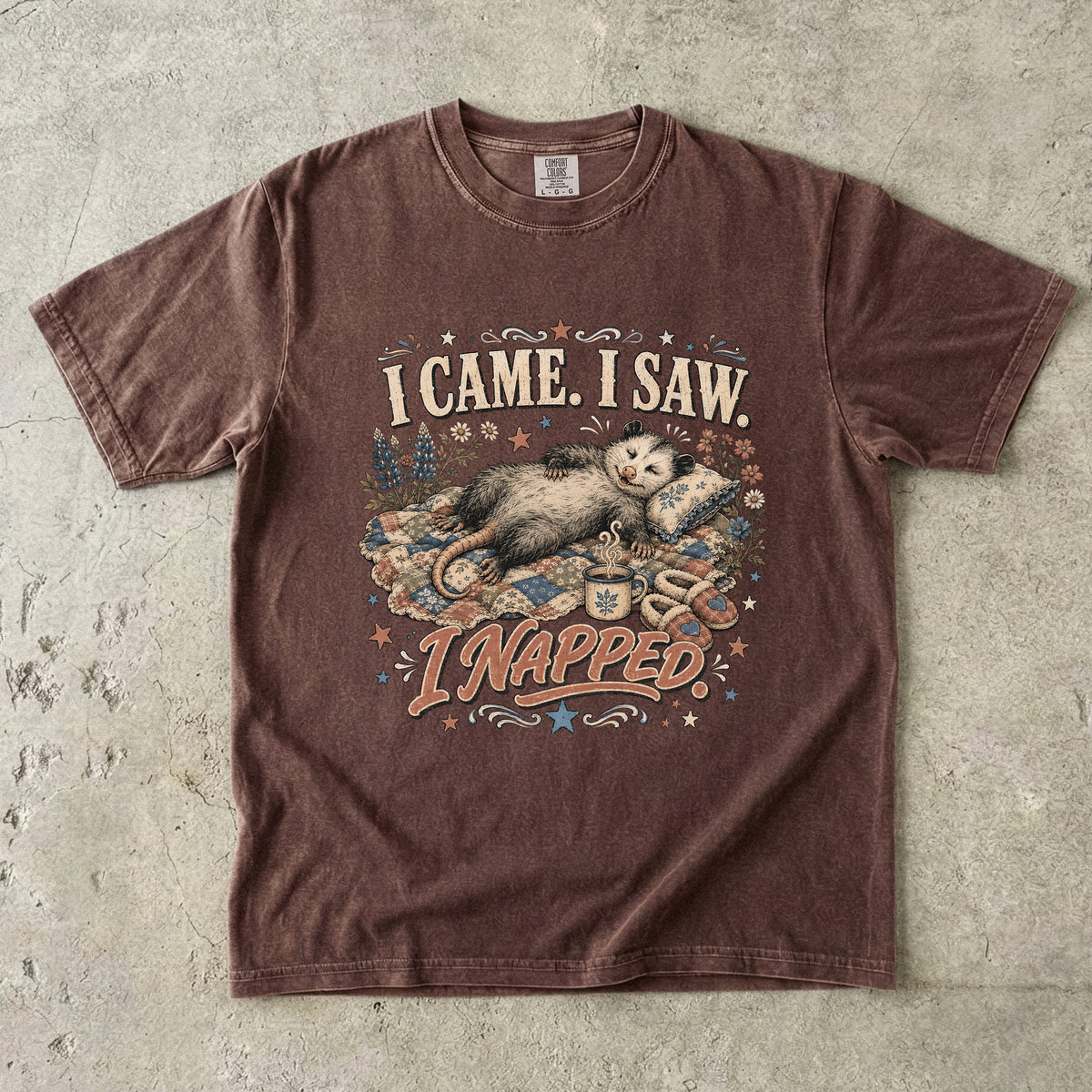 I Came I Saw I Napped T-Shirt | Funny Sleepy Animal Shirt-Comfort Colors T-shirt