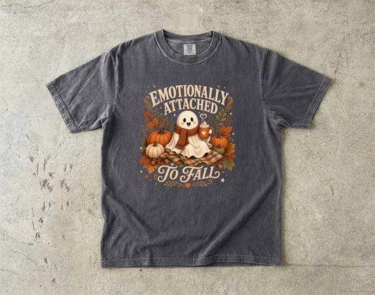 Emotionally Attached to Fall T-Shirt | Cute Autumn Graphic Tee -Comfort Colors T-shirt