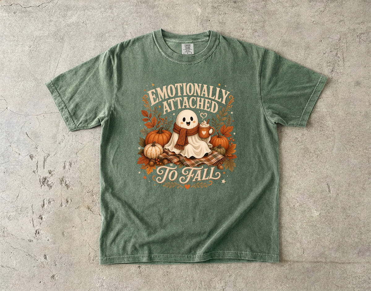 Emotionally Attached to Fall T-Shirt | Cute Autumn Graphic Tee -Comfort Colors T-shirt