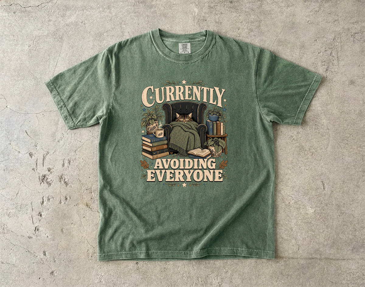 Currently Avoiding Everyone T-Shirt | Funny Introvert Shirt -Comfort Colors T-shirt