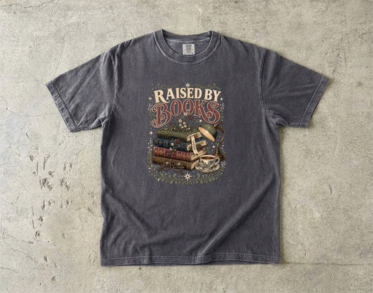 Raised by Books T-Shirt | Cute Book Lover Graphic Tee-Comfort Colors T-shirt