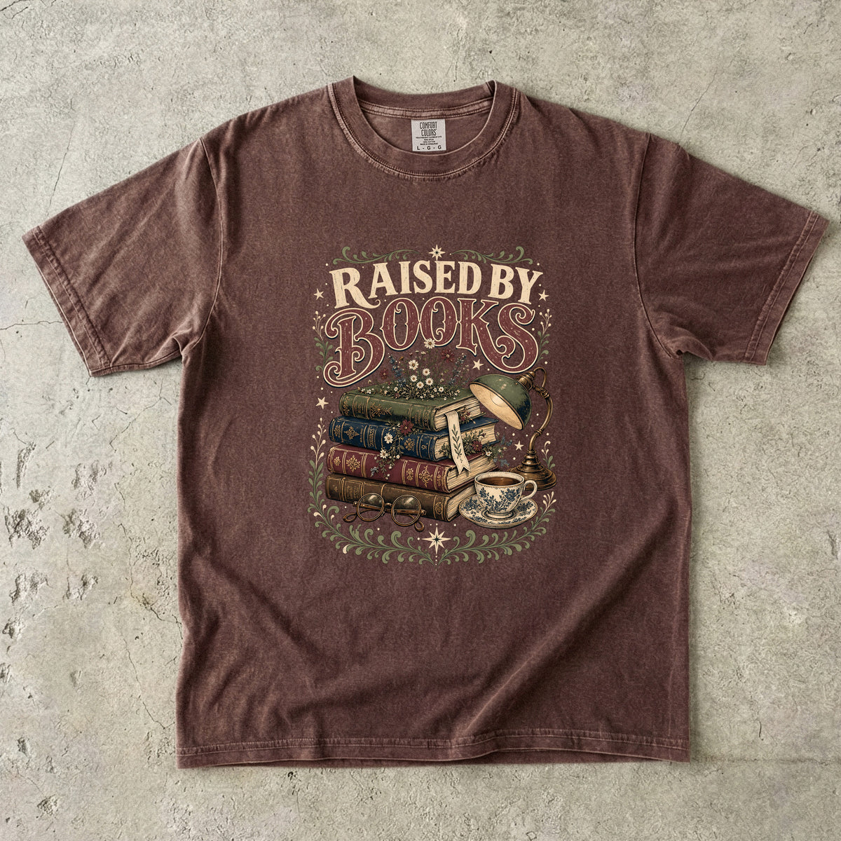 Raised by Books T-Shirt | Cute Book Lover Graphic Tee-Comfort Colors T-shirt