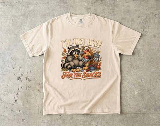 I'm Just Here for the Snacks T-Shirt | Funny Raccoon Shirt