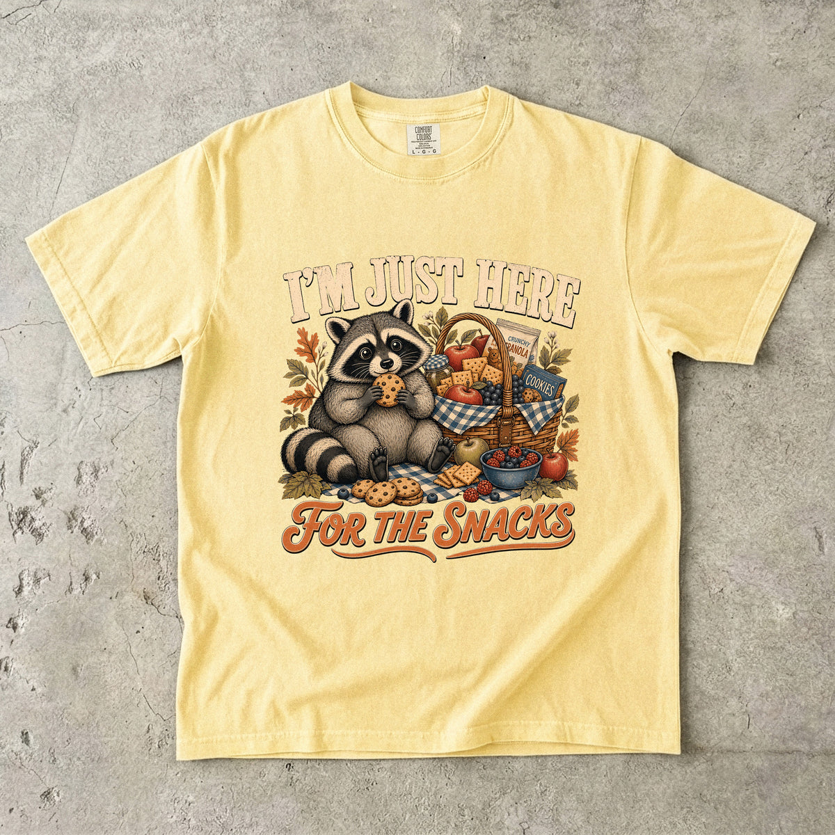 I'm Just Here for the Snacks T-Shirt | Funny Raccoon Shirt