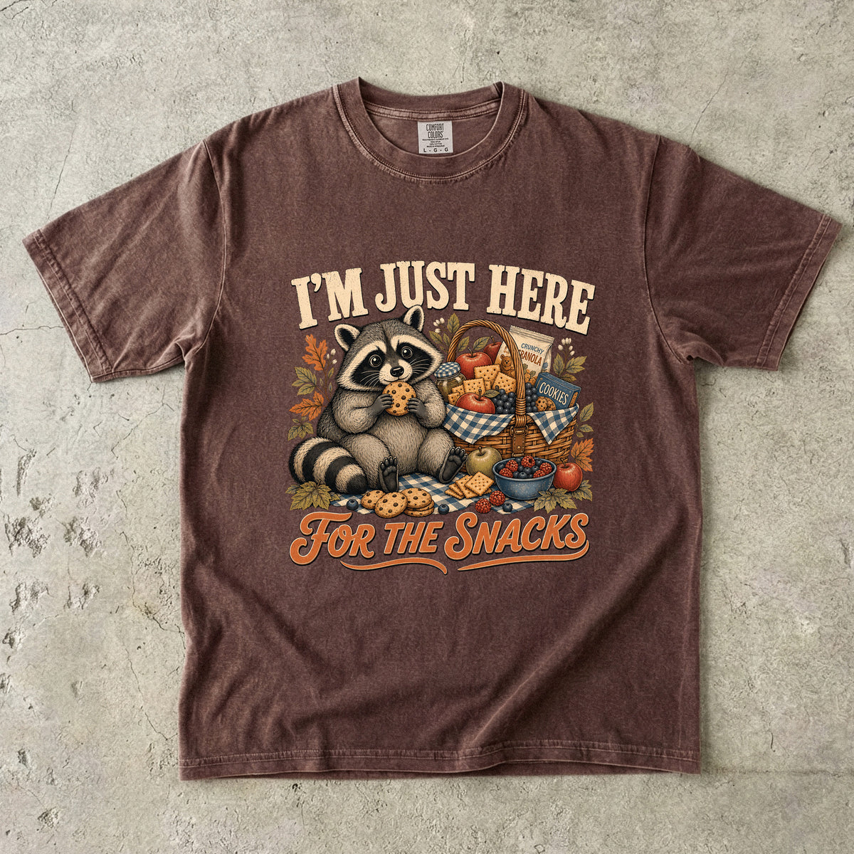 I'm Just Here for the Snacks T-Shirt | Funny Raccoon Shirt