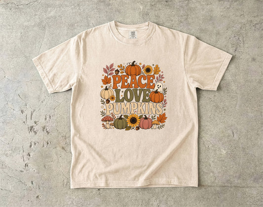 Peace Love and Pumpkins T-Shirt | Cute Fall Graphic Tee