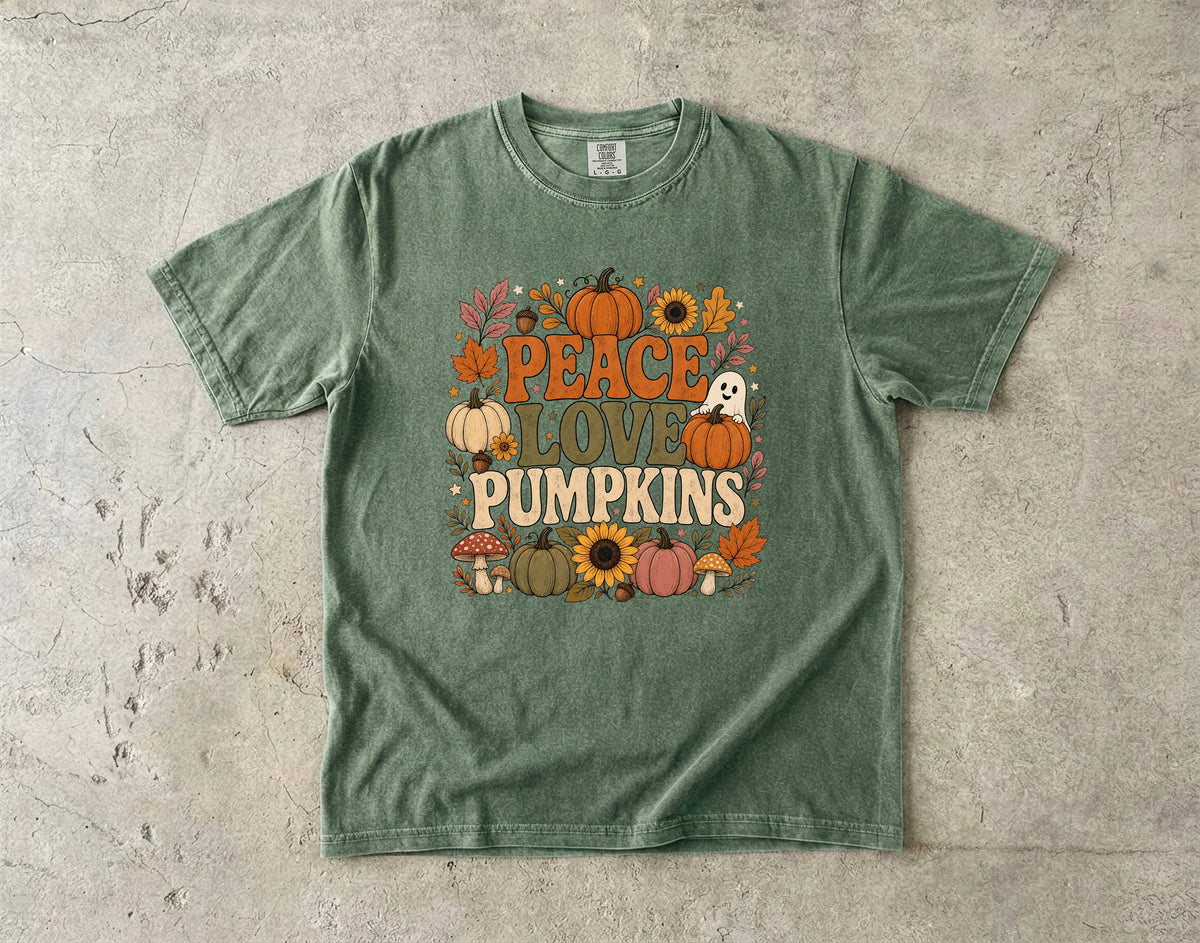 Peace Love and Pumpkins T-Shirt | Cute Fall Graphic Tee
