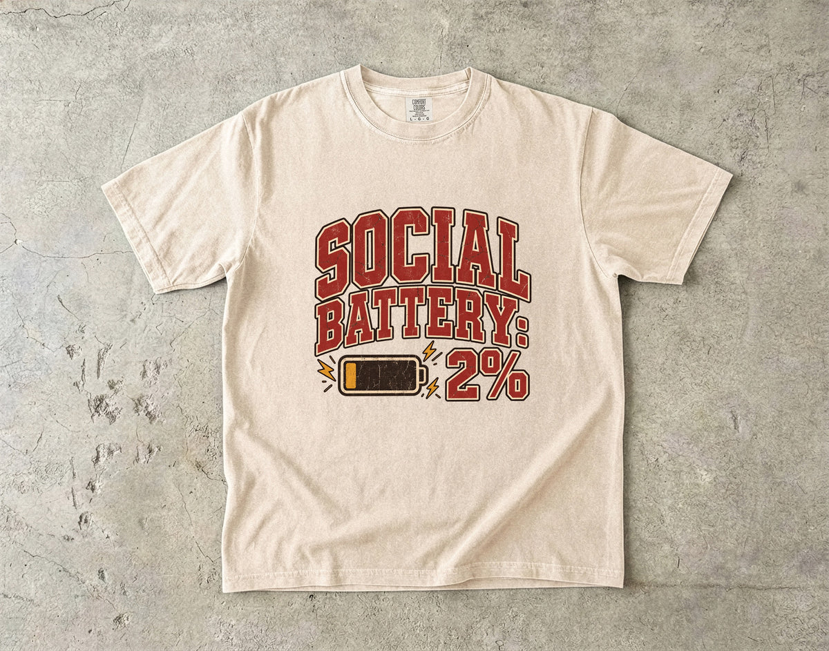 Social Battery 2% Shirt – Funny Social Anxiety and Introvert Tee
