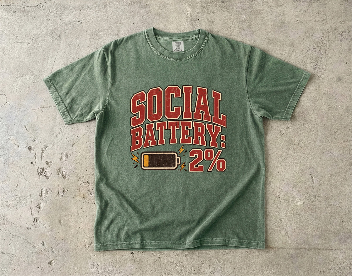Social Battery 2% Shirt – Funny Social Anxiety and Introvert Tee