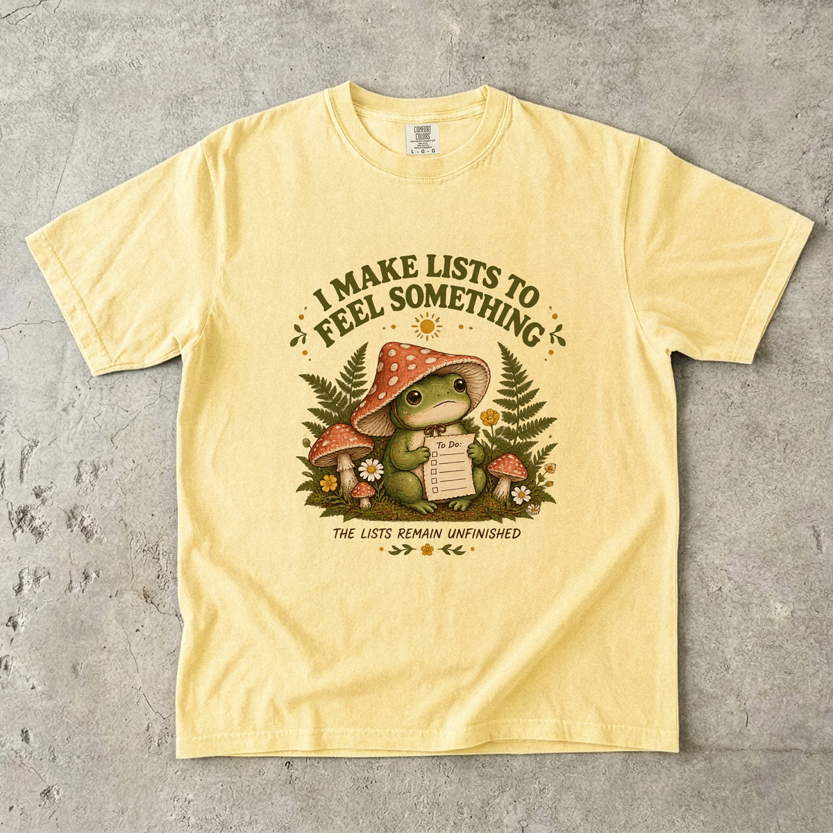 I Make Lists to Feel Something Shirt | Funny Frog Procrastination Tee