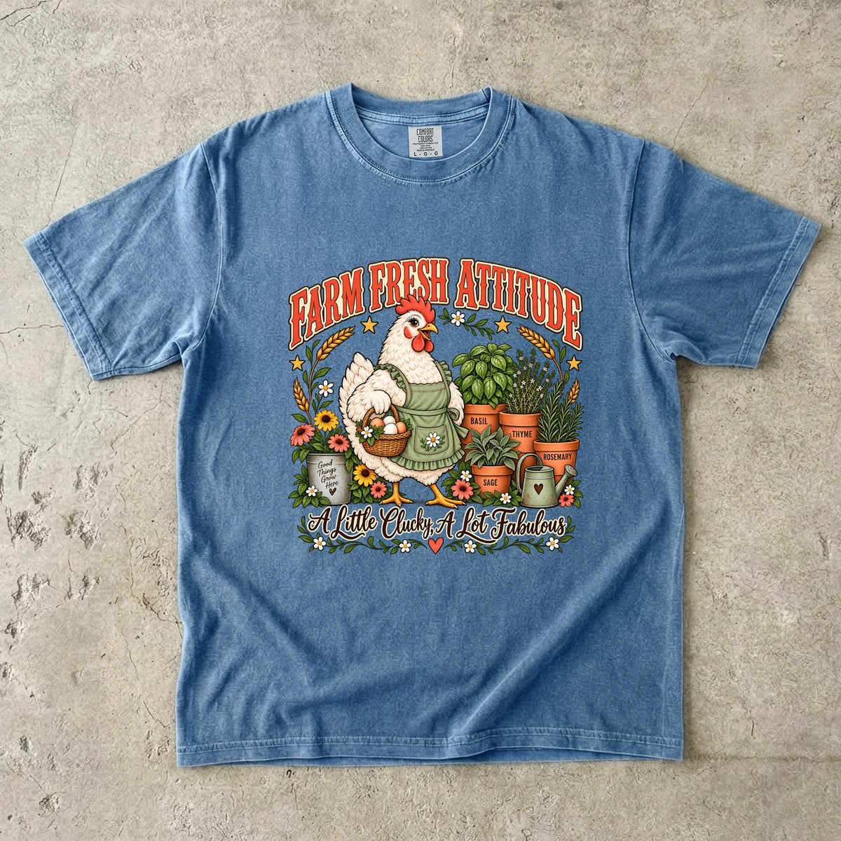 Farm Fresh Attitude Shirt | Funny Chicken and Gardening Graphic Tee