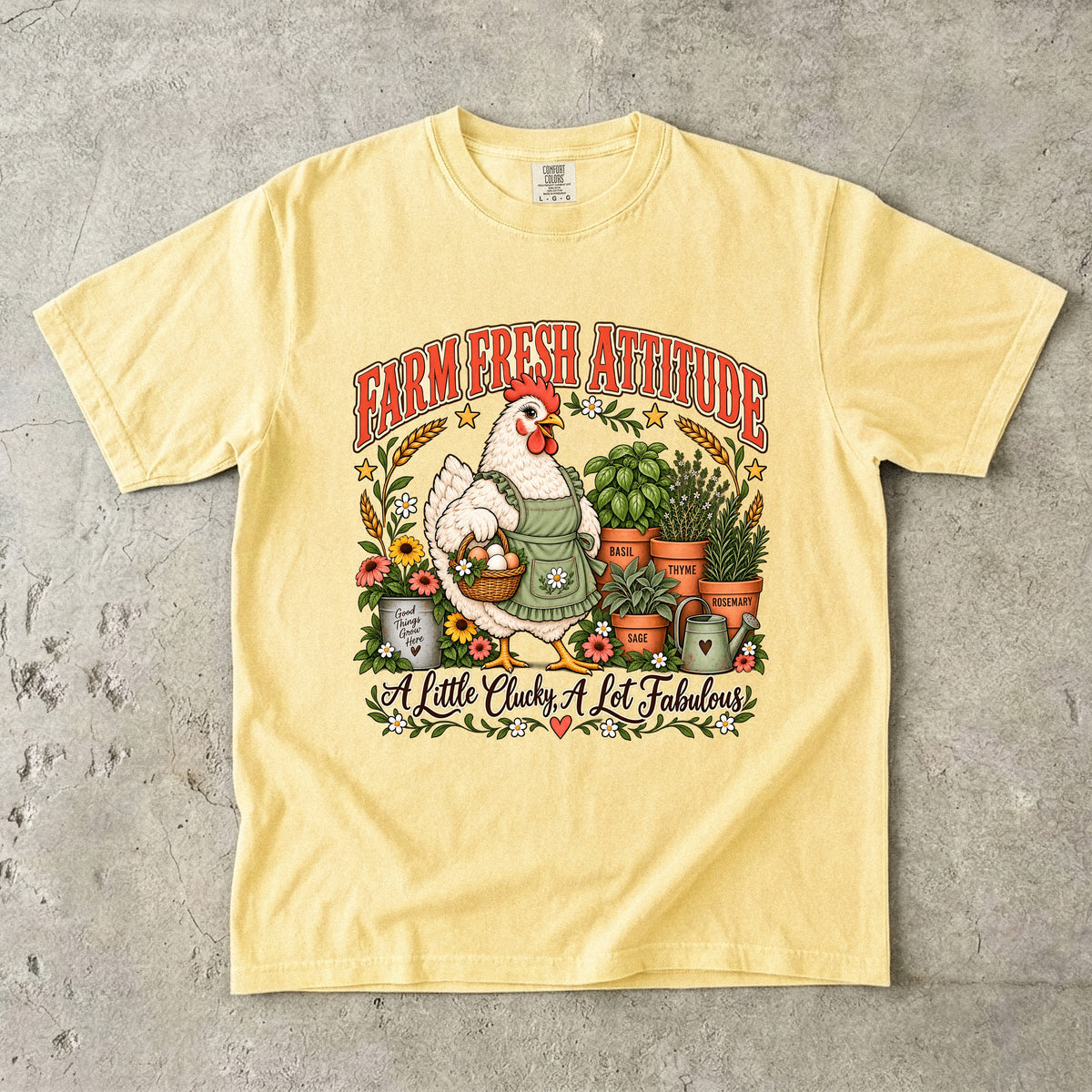 Farm Fresh Attitude Shirt | Funny Chicken and Gardening Graphic Tee
