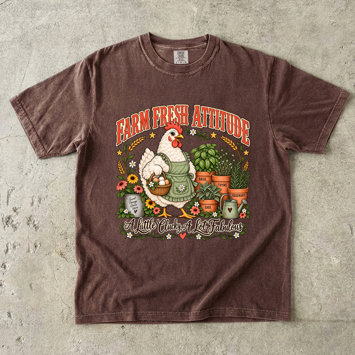 Farm Fresh Attitude Shirt | Funny Chicken and Gardening Graphic Tee