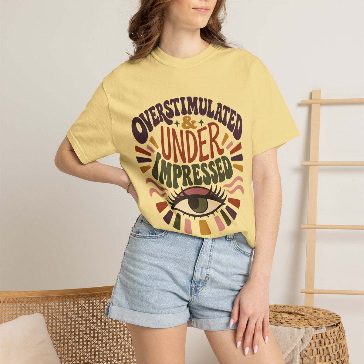 Overstimulated & Under Impressed Shirt – Retro Introvert -Comfort Colors T-shirt